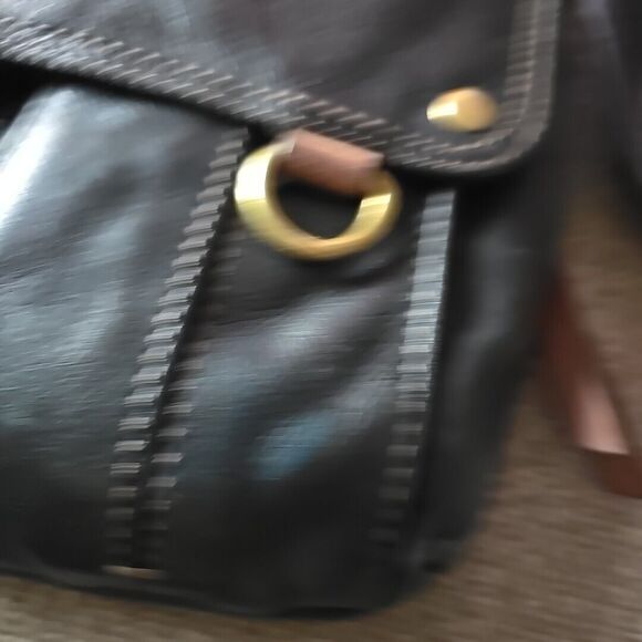 Fossil Morgan Handbag Traveler Pebble Black Topzip Leather Crossbody Messenger - Picture 4 of 16